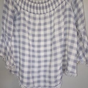 Doe & Rae Navy and White Checkered Blouse